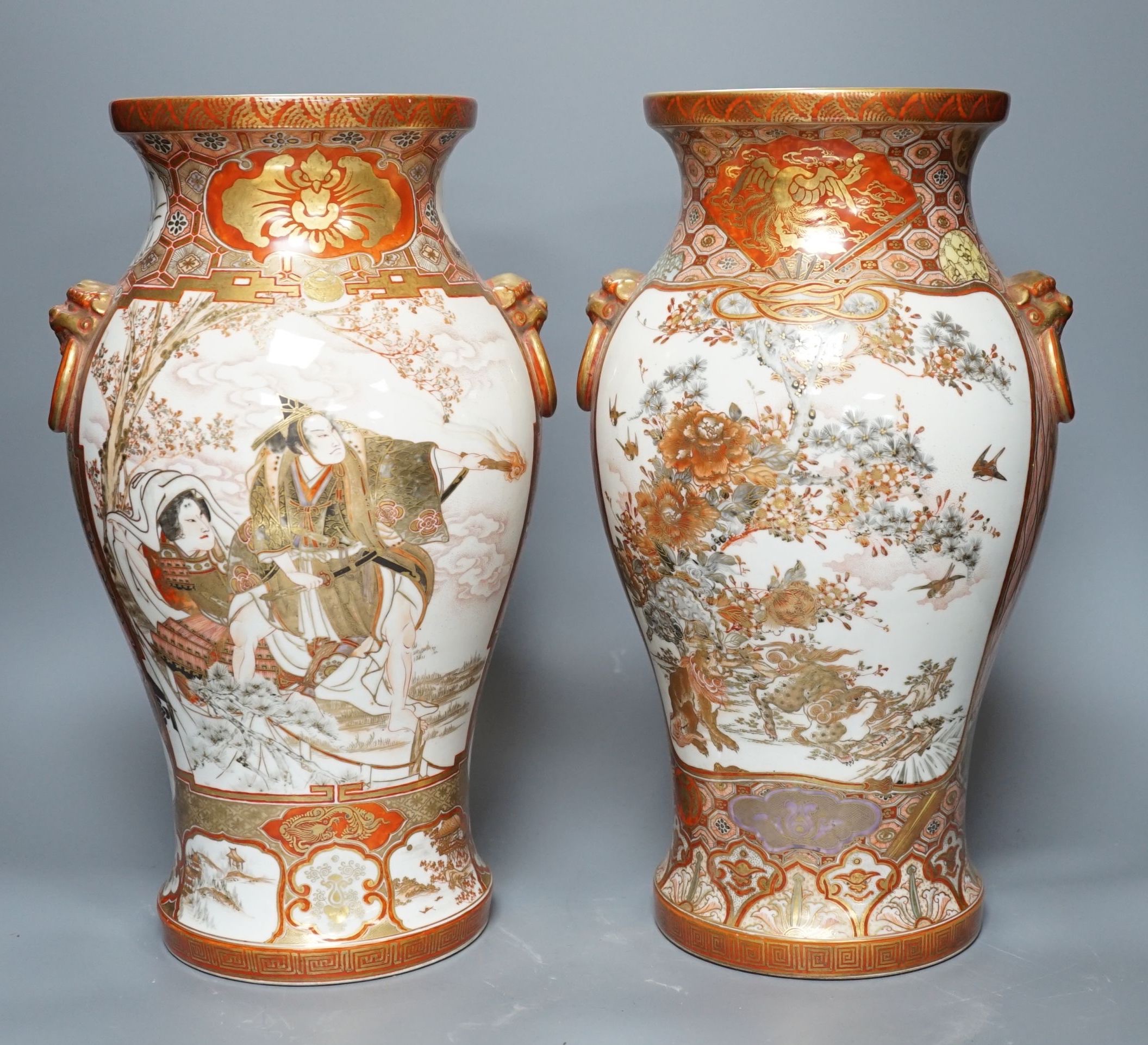 A pair of Japanese Kutani vases (one a.f.) - 37cm high